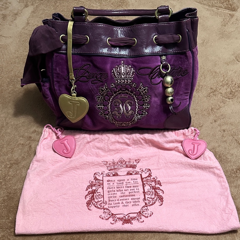 Vintage Y2K Juicy Couture Royal Purple and Gold Shoulder Bag